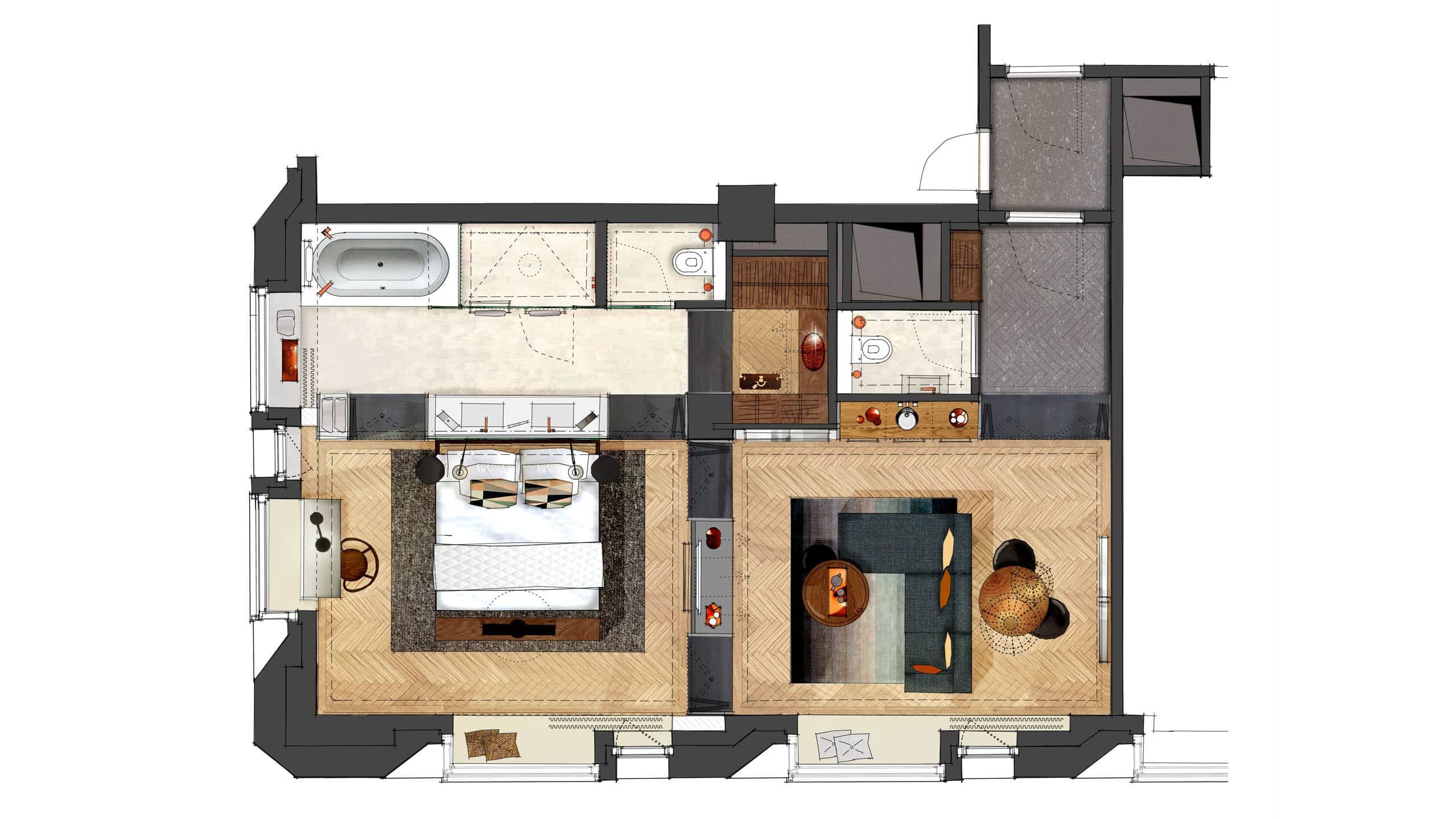 6 von 6 Andaz Munich Schwabinger Tor Floorplan Suite