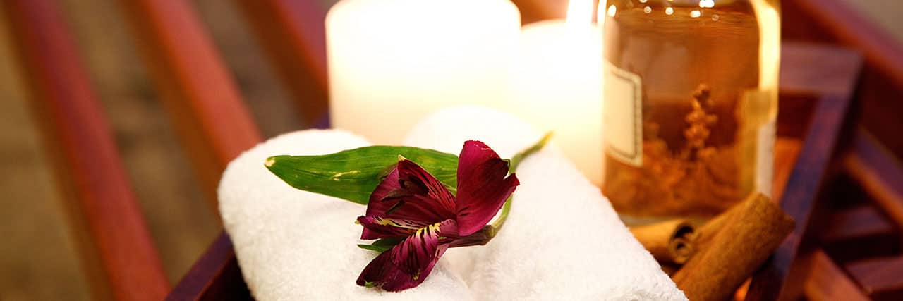 Spa Towel, Flower and Candle 